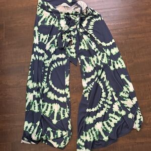 Vava by Joy Han Navy and Green Wide Leg Pants